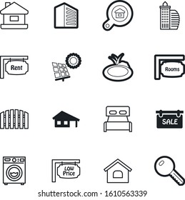 estate vector icon set such as: green, wooden, garage, ribbon, sun, tag, sleep, price, washer, energy, power, resource, blue, sunlight, isometric, glass, technology, laundry, landscape, search
