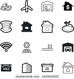 estate vector icon set such as: landscape, panel, automobile, cargo, ribbon, swim, hotel, panels, swimming, urban, solar, dollar, ladder, sunlight, board, shop, radio, relaxation, warehouse, website