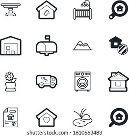 estate vector icon set such as: household, load, rock, swamp, nobody, spring, washing, rose, residence, tourism, picnic, gardening, pond, floral, bed, sky, cradle, front, table, lorry, love