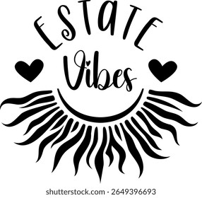 Estate Vibes. Summer vector lettering. Italian text: 
Summer Vibes.