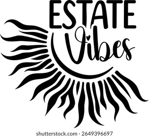 Estate Vibes. Summer vector lettering. Italian text: 
Summer Vibes.