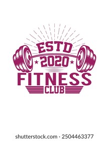 Estd 2020 Fitness Club Camiseta Diseño