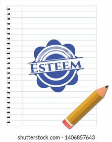 Esteem draw (pen strokes). Blue ink. Vector Illustration. Detailed.