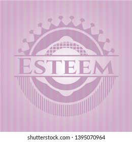 Esteem pink emblem. Retro. Vector Illustration. Detailed.