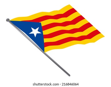 "Estelada" Catalan Independence flag; isolated on white background