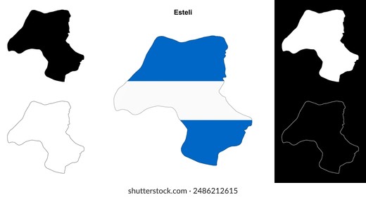 Esteli department outline map set