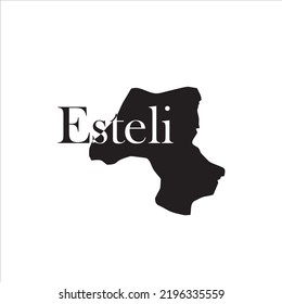 Esteli map and black lettering design on white background