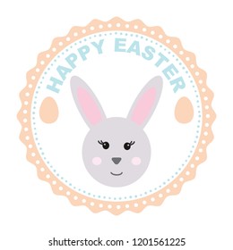 Ester bunny. Decoration for Easter card. Head of bunny. 
