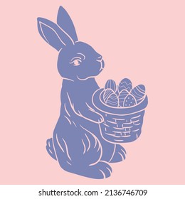 Ester bunny, rabbit. Simple vector illustration in flat style. Pastel color