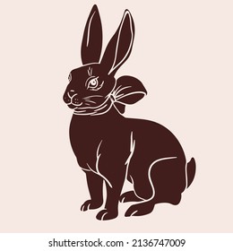 Ester bunny, rabbit. Simple vector illustration in flat style. Pastel color