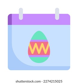 Ester calendar flat icon. Schedule, date and month. Holiday event. Vector Illustration.