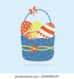 huevo de éster en la cesta coloridos huevos ilustración vectorial