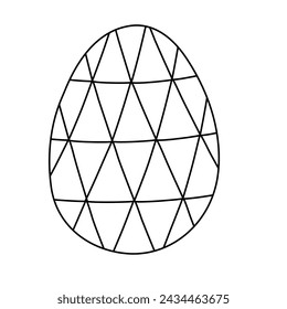 Ester egg with triangle geometric pattern, doodle style flat vector outline for coloring book