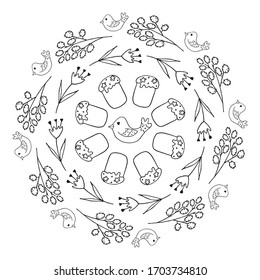 Ester Frame Vektorillustration Illustration.Spring mandala. Osterfarbseite für Kinder.