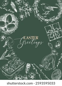 Ester greetings card template vector