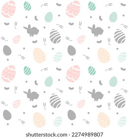 Ester seamless pattern with eggs and rabbit