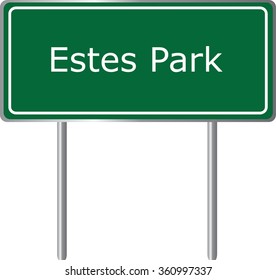 Estes Park , Colorado , road sign green vector illustration, road table, USA city