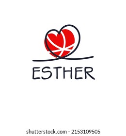 Esther Calligraphy Female Name, Vector Illustration.