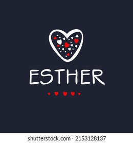 Esther Calligraphy Female Name, Vector Illustration.