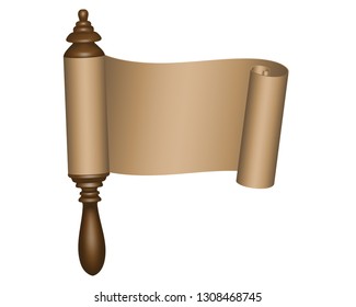 Esther Scroll ("Megillah Ester") without text, for the Jewish holiday Purim. Isolated, clip art