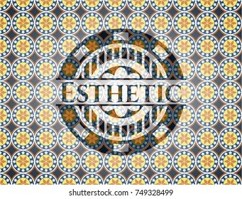 Esthetic arabic style badge. Arabesque decoration.