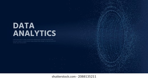 Esthetic circle with motion dots and lines forming black hole with light and galaxy stars, illustration with technology art and vector. Technology banner. Futuristic design for advertise