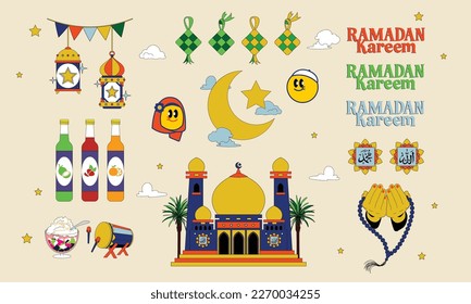 Esthetic  Fun ramadan design with retro style