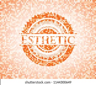 Esthetic orange mosaic emblem with background