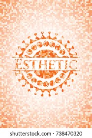 Esthetic orange mosaic emblem with background