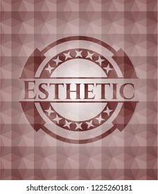 Esthetic red badge with geometric pattern. Seamless.