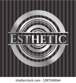 Esthetic silvery shiny badge. Vector Illustration. Mosaic.