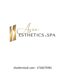 Esthetic And Spa Golden Logo. Vector Isolated Objects