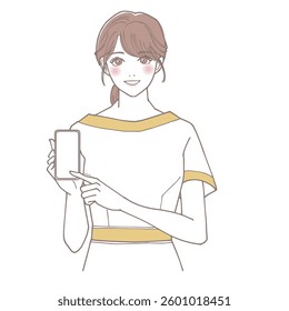  Esthetician pointing to his phone and explaining