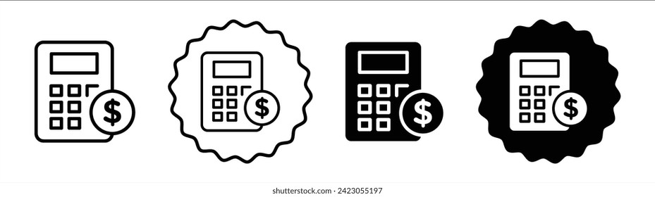 Estimar el conjunto de costos de entrega en color blanco y negro. Estimación de costo entrega simple vector de icono plano