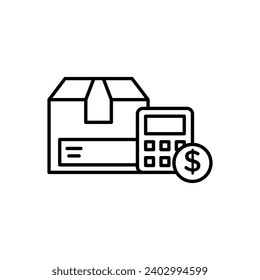 Estimate cost delivery vector icon. Total delivery charges vector symbol in black and white color.