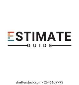 O logotipo do Guia de Estimativas apresenta um design nítido e profissional com ícones como listas de verificação, calculadoras ou gráficos — perfeito para ferramentas financeiras, planejamento de projetos ou marcas baseadas em serviços que oferecem