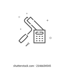 Estimate for painting work simple vector line icon. Repair and decoration, finishing facilities symbol, pictogram, sign isolated on white background. Editable stroke. Adjust line weight.