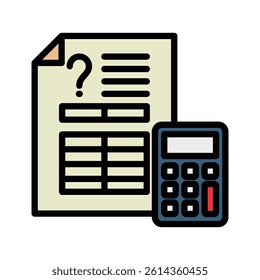 Estimate Sheet mini illustration colored outline icon, use for taxation, economy, business, finance, UI, UX kit, app and web development, digital or print.