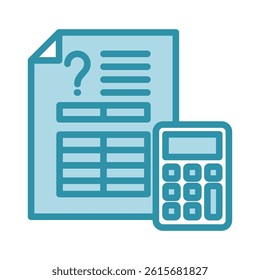 Estimate Sheet mini illustration dual tone blue color icon, use for taxation, economy, business, finance, UI, UX kit, app and web development, digital or print.
