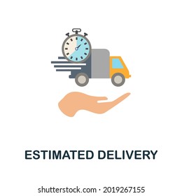 Estimated Delivery flat icon. Simple sign from crowdfunding collection. Creative Estimated Delivery icon illustration for web design, infographics and more