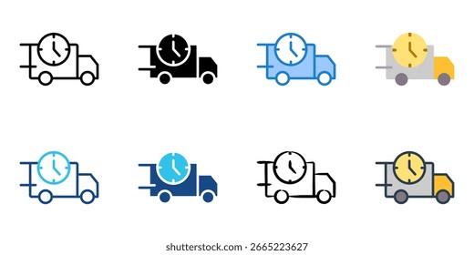 Tiempo estimado de entrega Icono Set colección de estilo múltiple 
