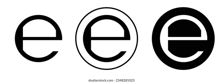 estimated sign. package estimated weight e mark vector icon set. net weight symbol in black color.