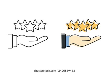 estimation. estimate. star. comments. estimate. high score. low score. a satisfied customer. a dissatisfied customer. mistakes. the icon. vector. on a white background. flat icons. Linart.