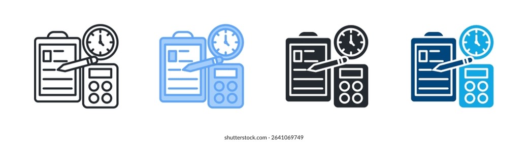 Estimation Icon Set Multiple Style. Design In Outline, Blue, Glyph, Dualtone