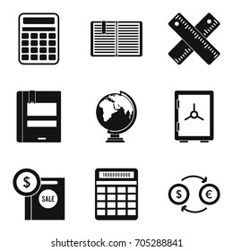 Estimation icons set. Simple set of 9 estimation vector icons for web isolated on white background