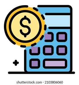 Icono de calculadora de estimador. Esquema estimador calculador de imágenes vectorial color plano aislado