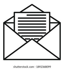 Icono de mensaje de estimador. Icono del vector de correo del estimador de esquema para el diseño web aislado en fondo blanco