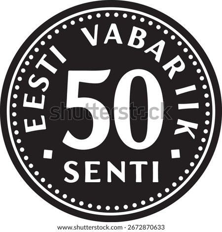 estonia 50 cent coin vector design black silhouette