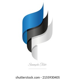 Estonia abstracta bandera ondulada 3D azul blanco negro blanco moderno estonio icono de la banda de la cinta