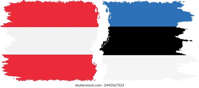 Estonia y Austria grunge banderas de conexión, vector
